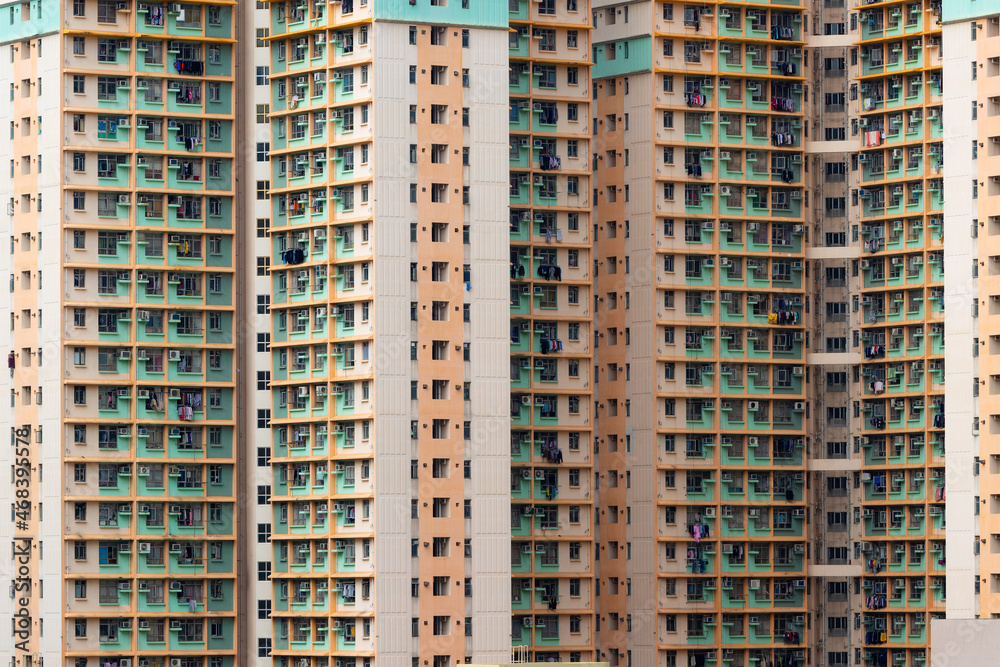 Apartment building facade in Hong Kong