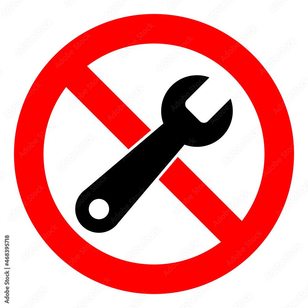 Forbidden repair raster icon on a white background. An isolated flat icon illustration of forbidden repair with nobody. Forbidden repair raster icon on a white background. An isolated flat icon illustration of forbidden repair with nobody.
