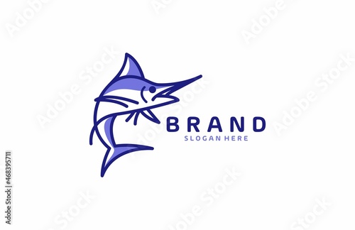 Linear Blue Marlin Fish Logo