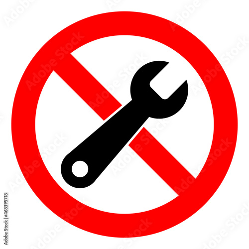 Forbidden repair raster icon on a white background. An isolated flat icon illustration of forbidden repair with nobody.