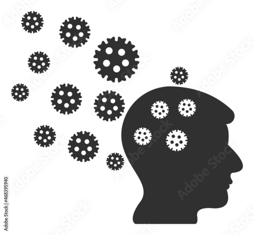 Brain infection trail raster icon on a white background. An isolated flat icon illustration of brain infection trail with nobody.