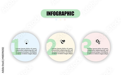 Infographic circle timeline with 3 steps or options. Presentation business infographic three element. Concept planning template can be used for workflow layout, diagram, graph, report, web design.