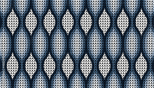 knitting crochet blue background horizontal banner winter Finnish pattern ornament sweater
