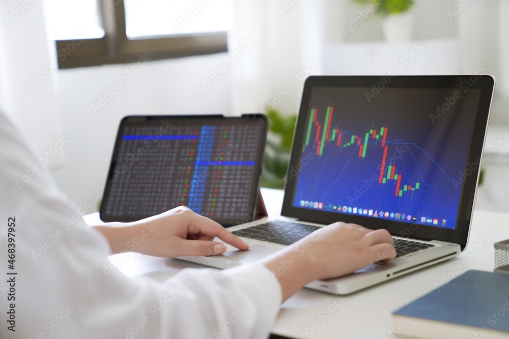 Investor trading crypto currencies online work at home. chart suitable for Stock market forex or cryptography trading financial investment graphs Finance Economy Trading Stock Investor trading crypto currencies online work at home. chart suitable for Stock market forex or cryptography trading financial investment graphs Finance Economy Trading Stock