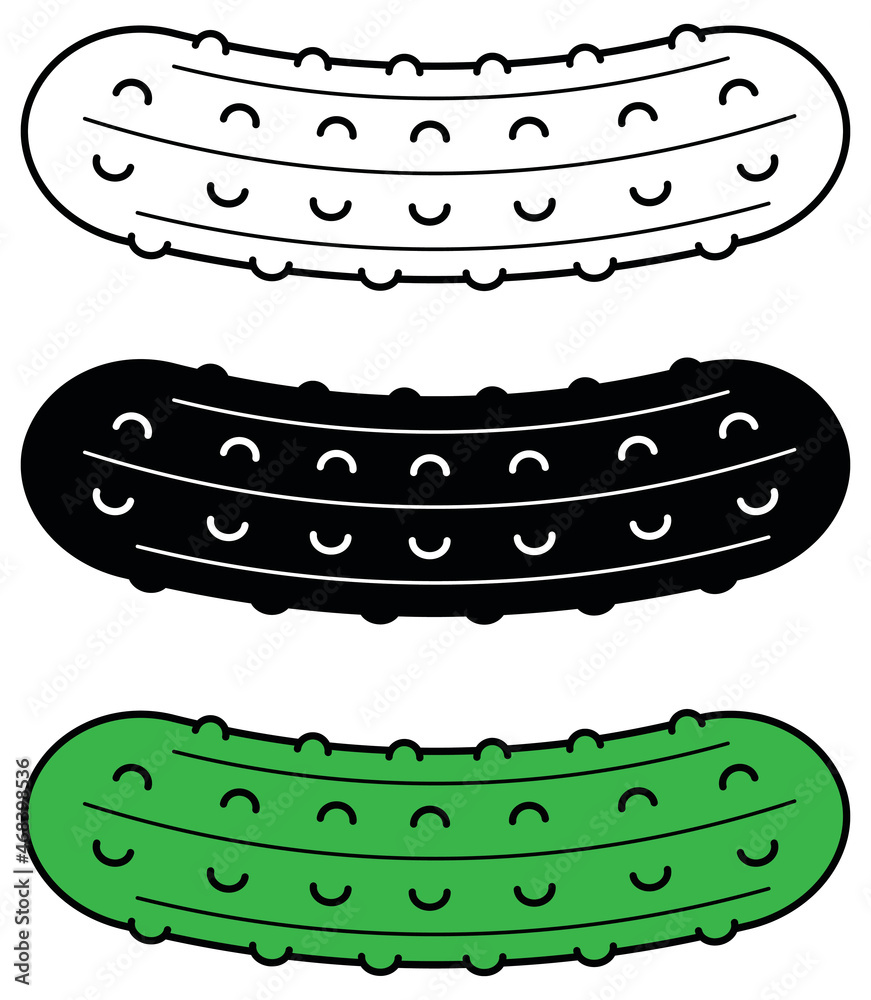 Pickle Clipart Set Outline, Silhouette and Color Stock Vector Adobe Stock