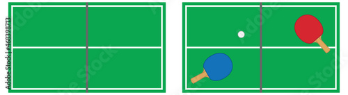 Table Tennis Table With Paddles Clipart Set - Color