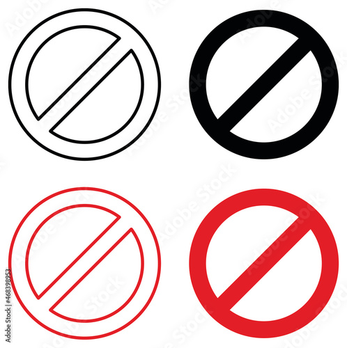 Restricted No Entry Symbol Icon Set - Outline, Silhouette and Red