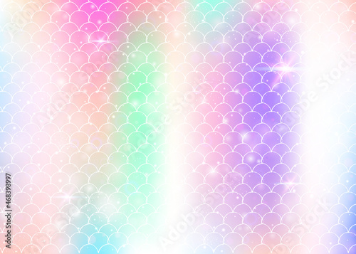 Kawaii mermaid background with princess rainbow scales pattern.