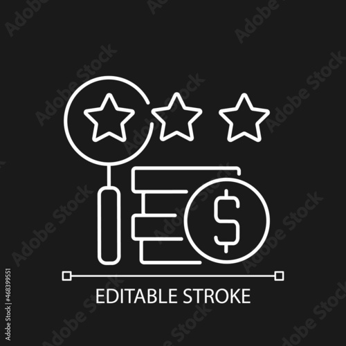 Appraising process linear icon for dark theme. Item expertising. Examine antiques and property. Thin line customizable illustration. Isolated vector contour symbol for night mode. Editable stroke