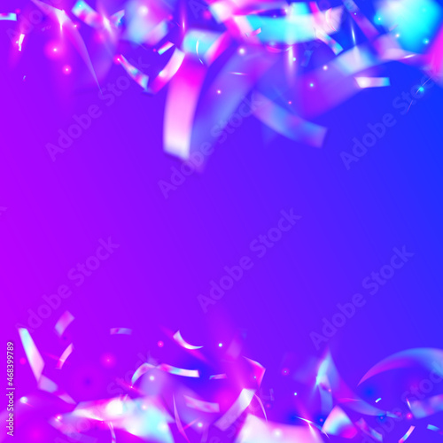 Holographic Glitter. Pink Disco Effect. Glitch Tinsel. Glamour Art. Shiny Element. Flying Foil. Retro Prismatic Wallpaper. Hologram Confetti. Violet Holographic Glitter
