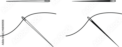 Sewing Needle and Thread Clipart Set - Outline and Silhouette