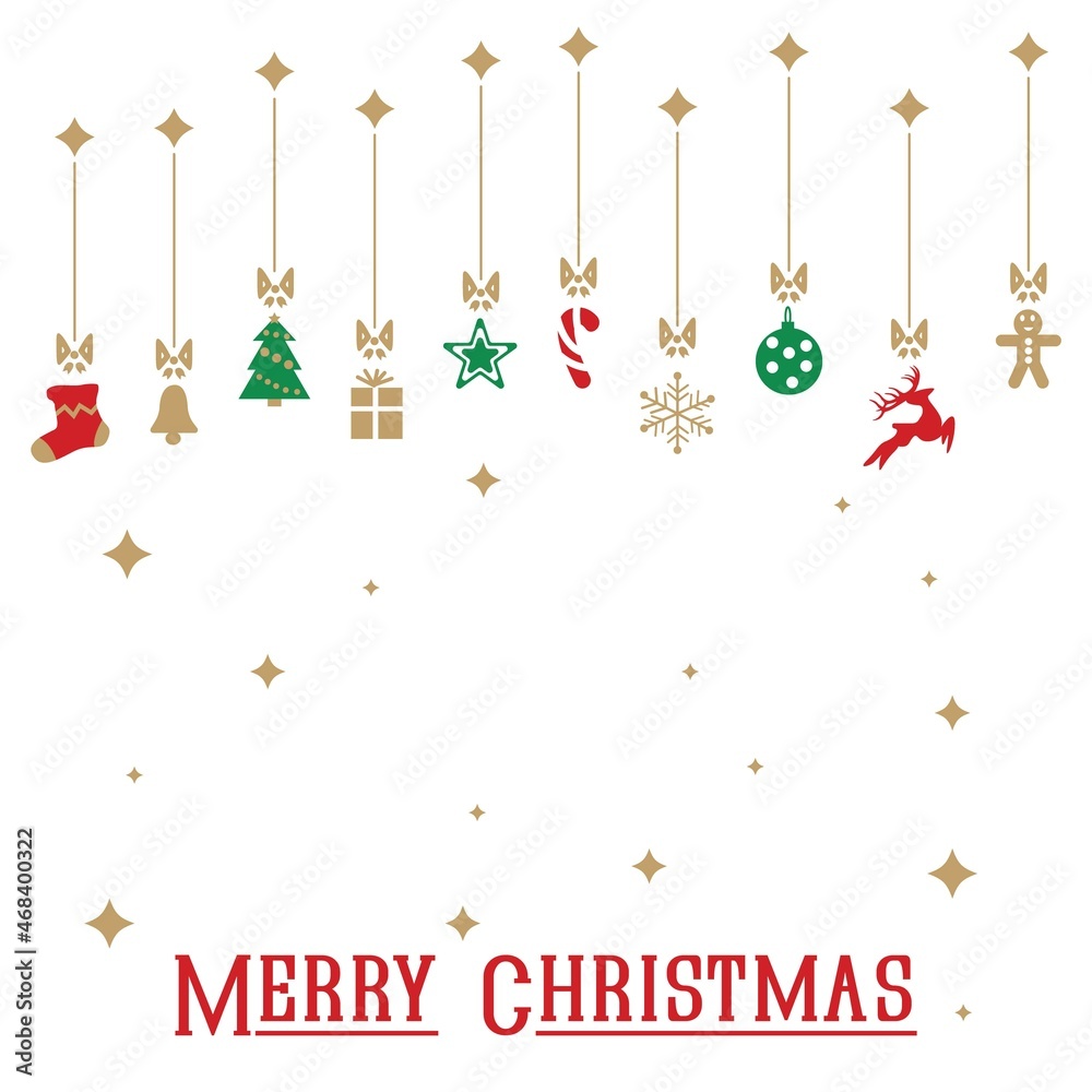 Vector christmas card or background with christmas tree and decorations