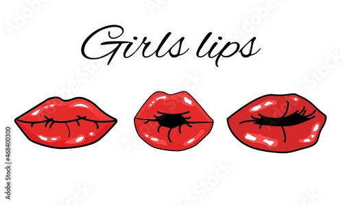 Vector collection of sexy girls lips