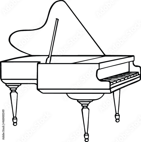 Grand Piano Clipart Set - Outline
