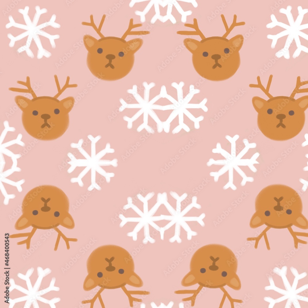Deer animal set pattern background.