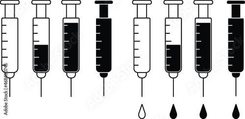 Needle / Syringe / Vaccine Clipart Set - Outline and Silhouette