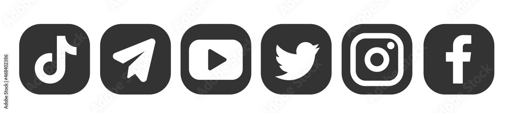 Round social media logotype collection. Social media set. TikTok logo ...