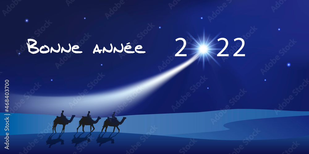 Merry Carte De Noël Avec Trois Rois Mages, Bethléem, Étoile