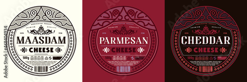 Set of template decorative label for cheese
