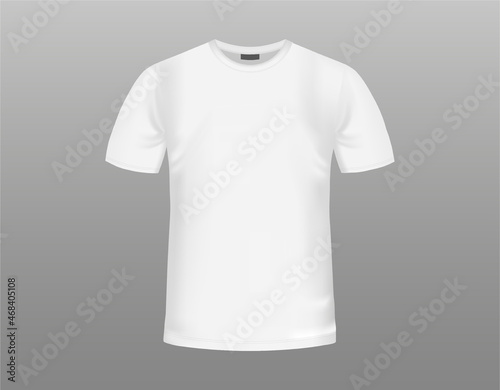 T-shirt white Mockup. Vector realistic template. Blank for Men's or women's fashion design. Front view. EPS10.