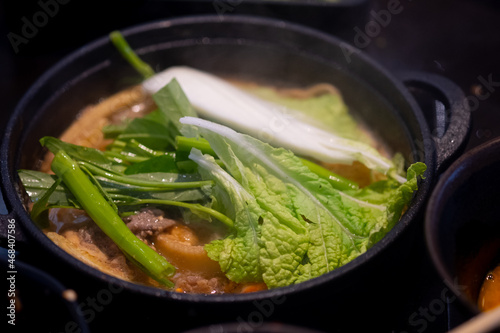 Raw vegetable in hot pot