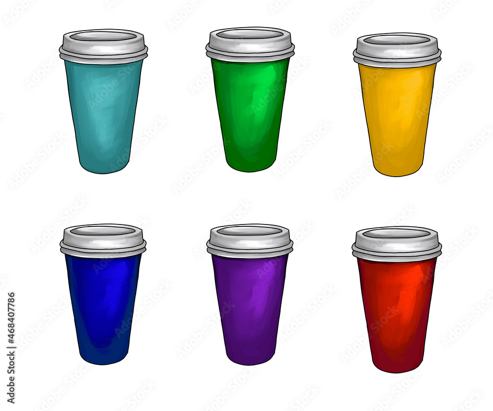 Cup of coffee icon set. Realistic illustration of cup of coffee icon for web design isolated on white background Cup of coffee icon set. Realistic illustration of cup of coffee icon for web design isolated on white background