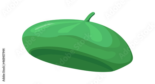 Cartoon green beret. Headdress for artists job, vector illustration