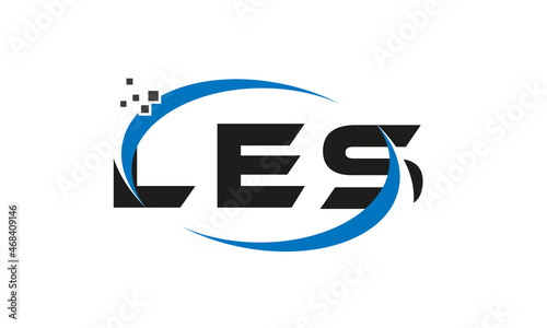 dots or points letter LES technology logo designs concept vector Template Element