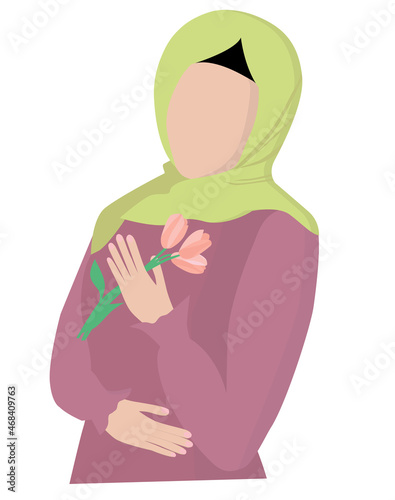 Vector illustration girls in hijabs for design