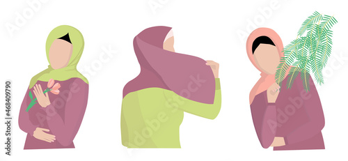 Vector illustartion girls in hijabs for design