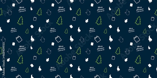 Seamless Christmas pattern with snowman,christmas bells,gift boxes,christmas tree.Black background . Seamless  backgrounds design. Vector illustration.Merry Christmas Corporate Holiday cards