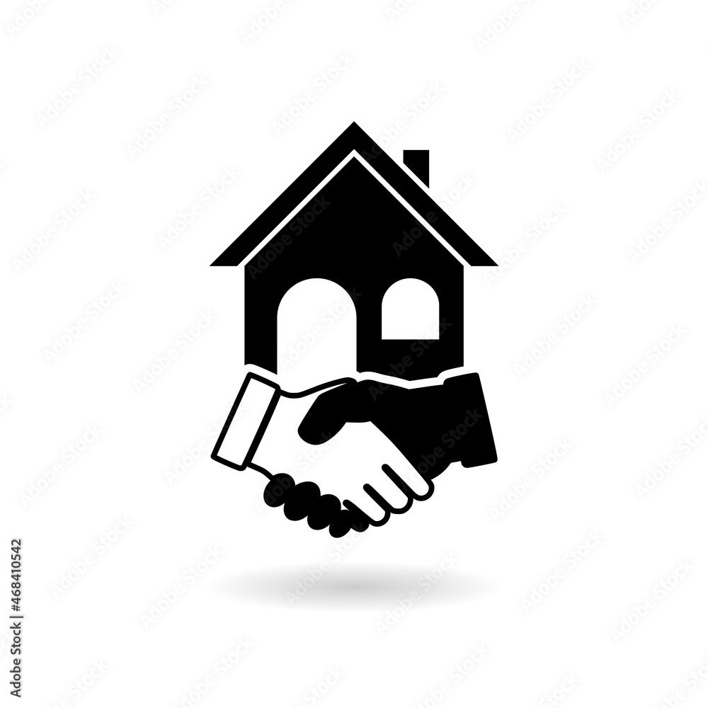 Shaking hands icon with shadow isolated on white background Shaking hands icon with shadow isolated on white background