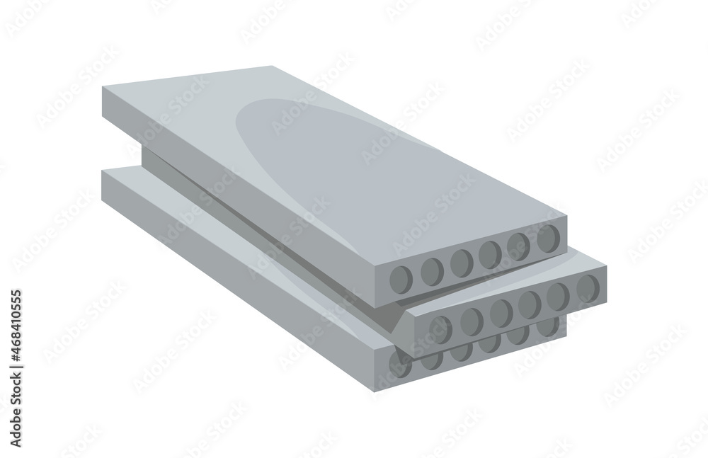 Concrete plates. Plate slabs, core block precast cement construction, building material, cartoon flat vector icon illustration Concrete plates. Plate slabs, core block precast cement construction, building material, cartoon flat vector icon illustration