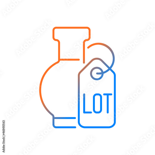 Lot gradient linear vector icon. Auction item. Bargaining prize. Bidding for property and antiques. Bargain and deal. Thin line color symbol. Modern style pictogram. Vector isolated outline drawing