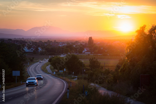 traffic on asphalt road or highway route at sunset time © Ewald Fröch