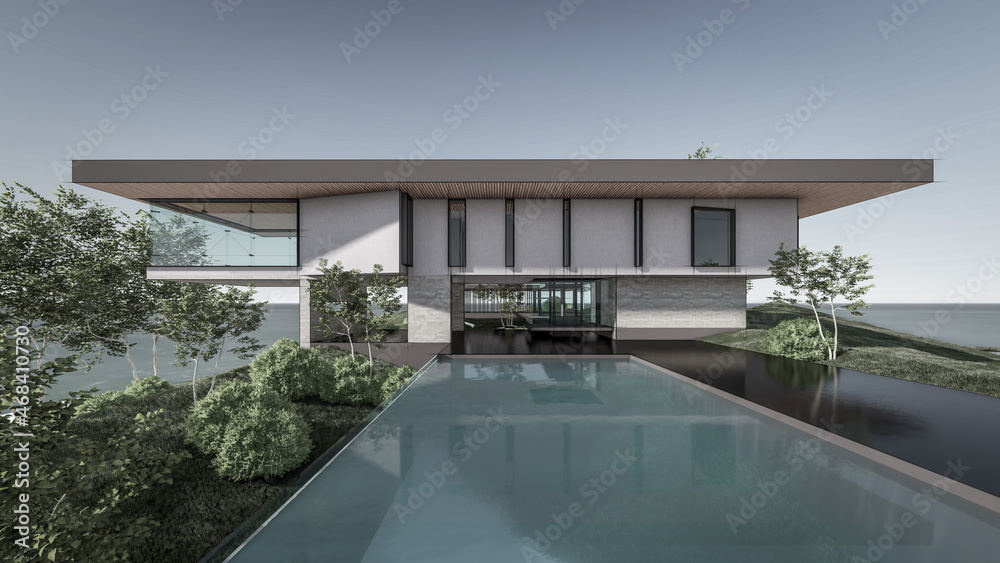 3D Rendering Of Modern House Illustration 3D Rendering Of Modern House Illustration