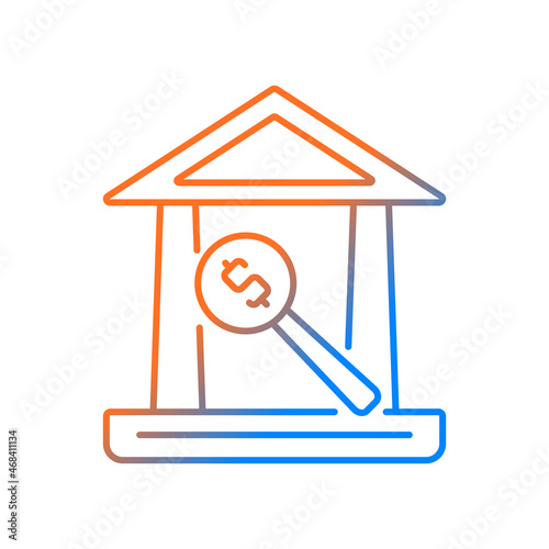 Auction house gradient linear vector icon. Company selling property and antiques. Buying, selling. Commercial company. Thin line color symbol. Modern style pictogram. Vector isolated outline drawing