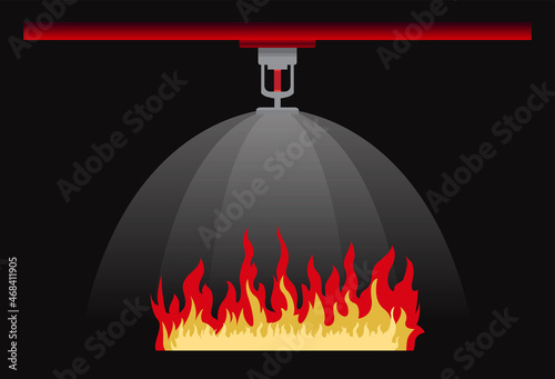 fire sprinkler and red pipeline , safety first, vector design icon