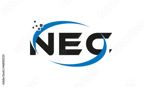 dots or points letter NEC technology logo designs concept vector Template Element