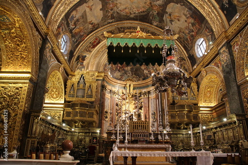 Interior view of the ornate St. John's Cathedral in Valletta, Malta 