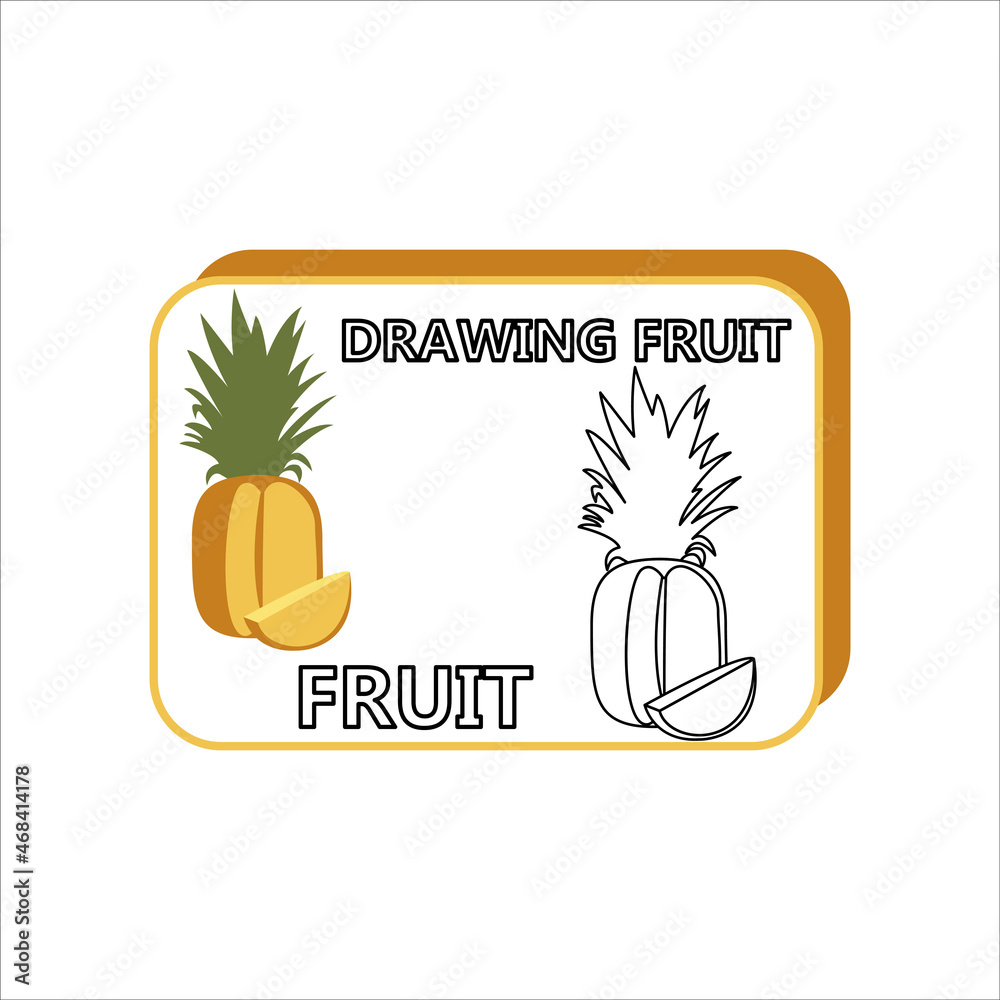 Pineapple Drawing Coloring Vector Illustrator Images For Kids And