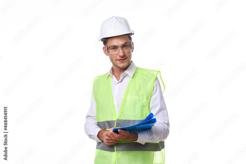 engineer in working uniform protective clothing documents construction engineer in working uniform protective clothing documents construction