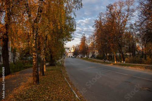 Autumn landscape in the old town. Street in the historic center of Rostov. © Sergei