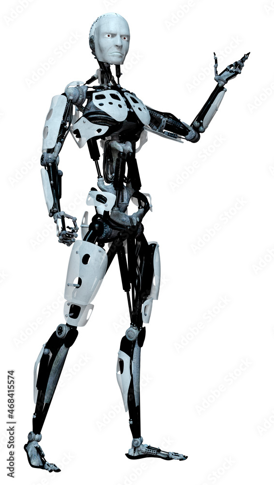 3D Rendering Male Robot on White 3D Rendering Male Robot on White