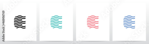 Wavy Lines Forming Letter Logo Design E
