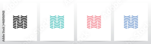 Wavy Lines Forming Letter Logo Design M