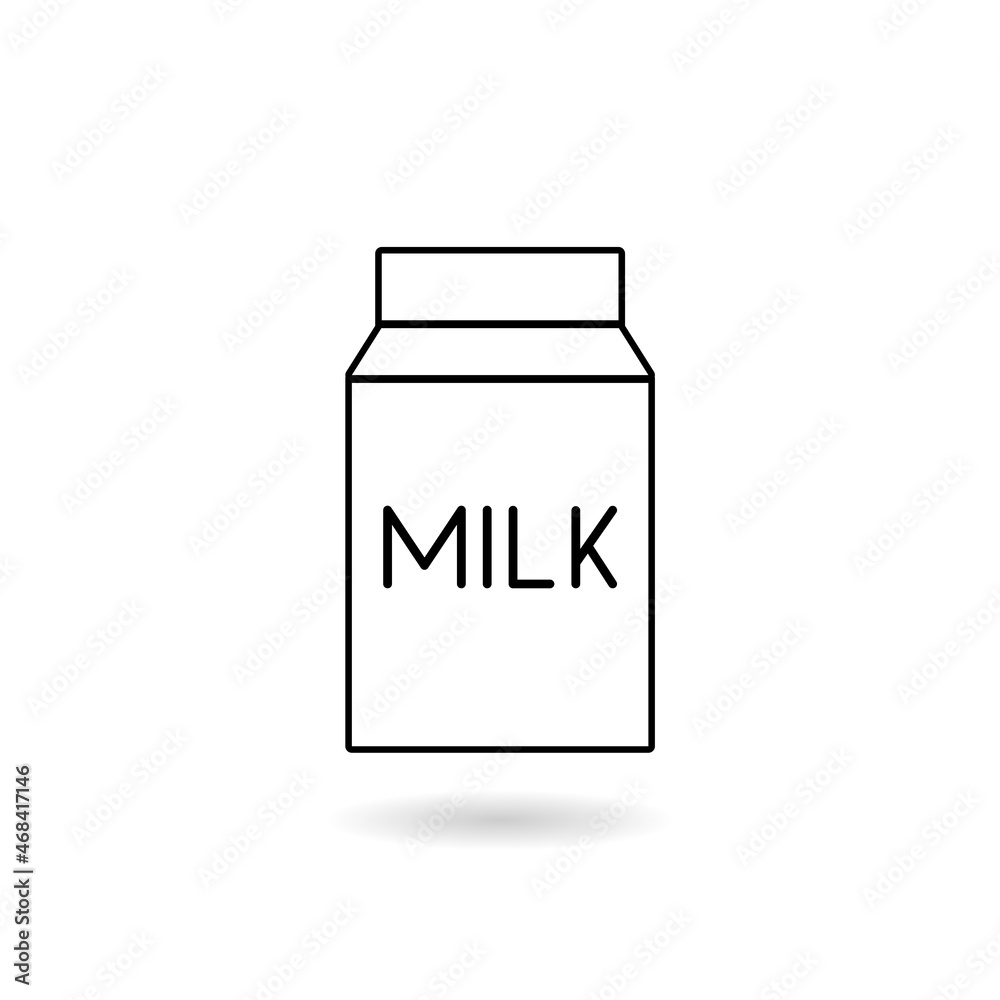 Milk icon with shadow isolated on white background Milk icon with shadow isolated on white background