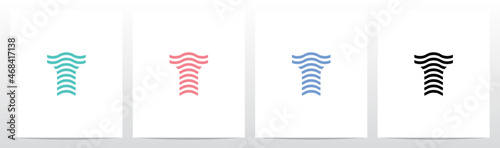 Wavy Lines Forming Letter Logo Design T