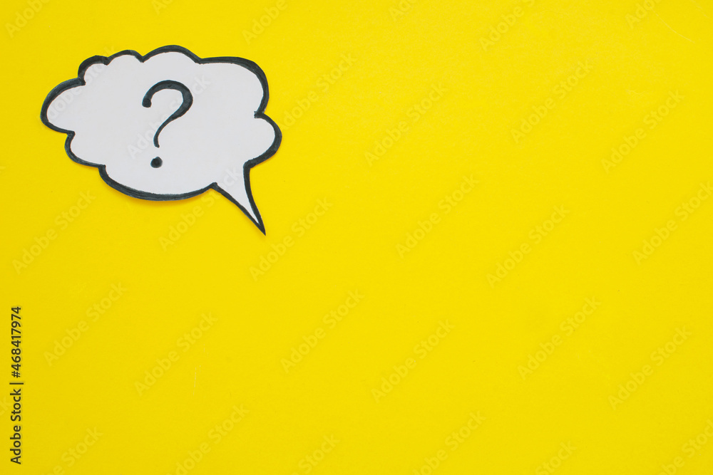 Question mark speech bubble isolated on yellow background. Question mark speech bubble isolated on yellow background.