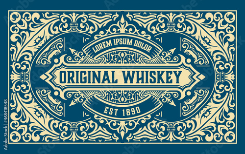 Whiskey label with old frames